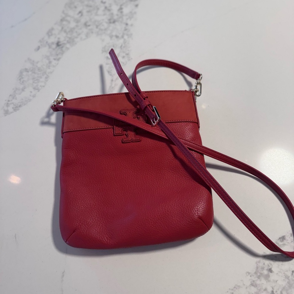 Tory Burch Cherry Red Leather Crossbody Bag